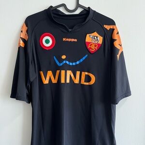 AS Roma 2007-08 Kappa Black Soccer Jersey Size XL (tight fit)